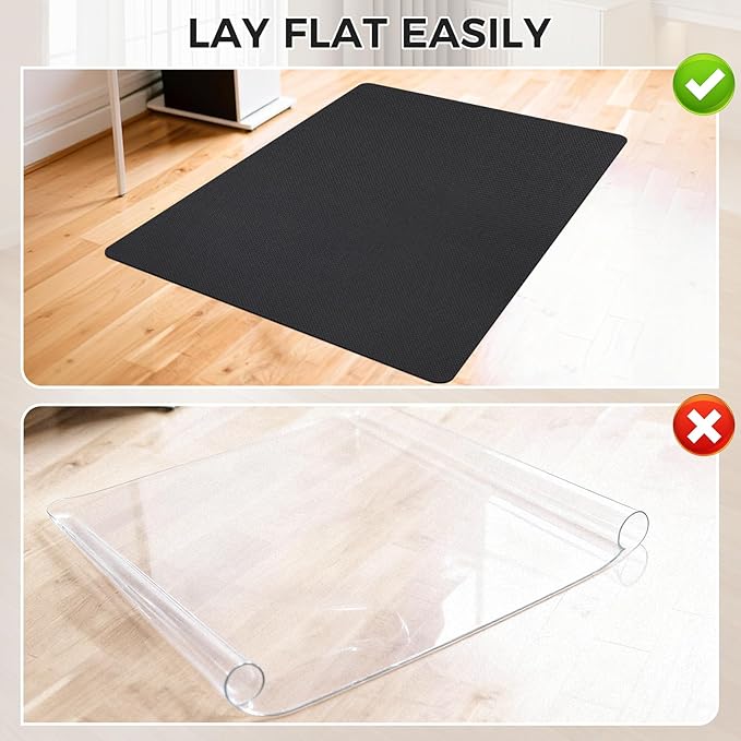 Sycoodeal Chair Mat, 40" x 55" Office Chair Mat for Hardwood and Tile Floor, Heavy Duty Floor Protector for Rolling Chairs, Non-Slip,Computer Mat for Home Office(Black)