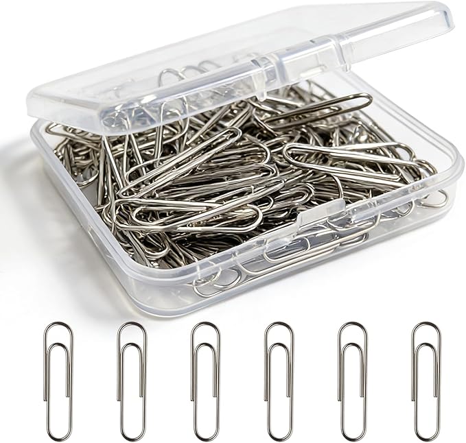 Paper Clips 100 Pcs 1.3 Inch Medium Silver Paperclips, for Office School Daily DIY Paperwork