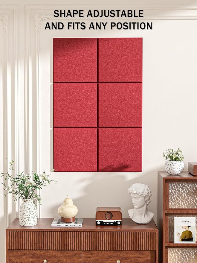 Hsurbtra Large Cork Board for Wall 36 x 24 Inch, 6 Pack Felt Bulletin Notice Board with Pushpins for Office Home School Farmhouse Wall Decor, Red
