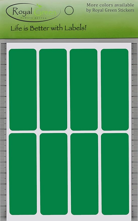 Royal Green Rectangular Stickers Color Coded Write on Labels for Organizing, Moving, & Mailing, 3x1 inch Stickers to Write On Labels & Tags for Home, Office, and School Projects, 120-Pack (Green)