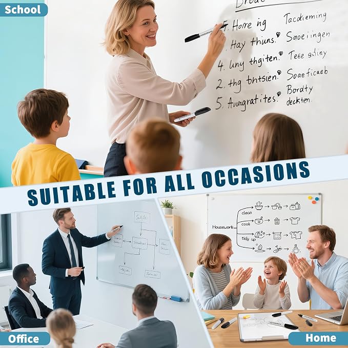 200 Pack Dry Erase Markers Bulk Black Whiteboard Markers Fine Tip Dry Pen | Washable Non-toxic Low Odor Wipe-Clean Back to School Supplies for Teacher Students Must-have For Classroom Home Office