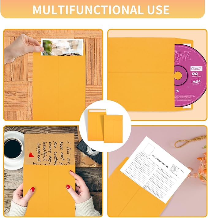 Joyberg 6x9 Envelopes Self Seal, Yellow Envelopes 6x9 Printable, Catalog Mailing Envelopes 6 x 9 Tear Resistant, Kraft Envelope for Mailing Letters, Documents, Photos, Invitation Cards
