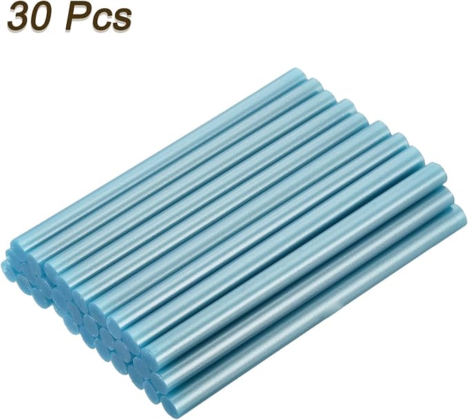 uxcell 30pcs Mini Hot Glue Gun Sticks 4-inch x 0.27-inch High Sticky Small Hot Glue Sticks for Glue Gun, Metallic Blue