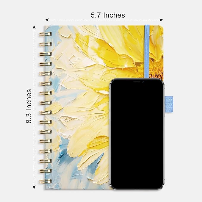 AHGXG Spiral Journal Notebook, 160 Lined Pages, A5 Size (5.7'' x 8.3'') | for Women, Journaling, Writing, Work & Office, Hardcover, 100 GSM Thick Paper (Vibrant Sunflower)
