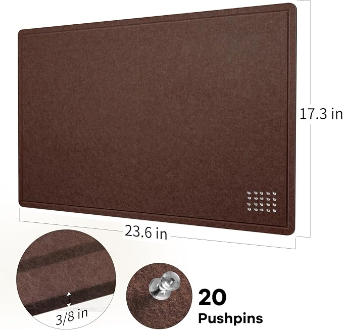 Felt Bulletin Board 24x18 inches, Decorative Pin Board for Home & Office | Cork Board Alternative for Wall with Push Pins, Display Mood Board for Photos, Notes & Reminders