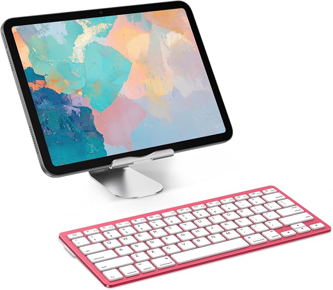 OMOTON Ultra-Slim Bluetooth Keyboard for iPad,iPad Pro/Air/Mini,iPhone | Stable Wireless iOS Keyboard with 12 Multimedia Keys, Portable Size for Office, Business, Travel, School, Red