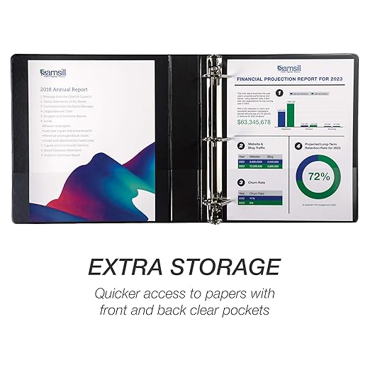 Samsill Durable 1.5 inch 3 Ring Binder, D Ring Binder, 100% Recycled Chipboard, Black, 4 Pack