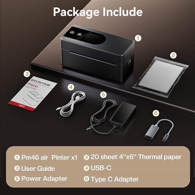 Phomemo AirPrint Touchscreen Thermal Label Printer with Label Holder | PM64Air wireless Wi-Fi shipping label printer for small business, compatible with iOS, Android, Windows, Mac, Amazon, Shopify