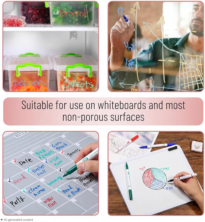 Mr. Pen- Dry Erase Markers, 4 Pack, Assorted Colors, Fine Tip | Dry Erase Whiteboard Markers for Writing on Whiteboards, Weekly Planner, Glass, School, Office, Home