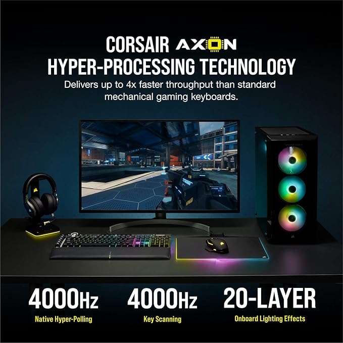Corsair K100 RGB Optical-Mechanical Wired Gaming Keyboard - QWERTY US Layout, OPX Switches - PBT Double-Shot Keycaps - Elgato Stream Deck and iCUE Compatible - Black