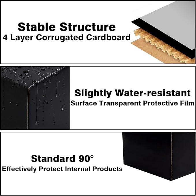 6x4x4 Black Shipping Boxes, 30 Pack Small Mailer & Packaging Boxes for Small Business, Heavy Duty Corrugated Cardboard, Ideal for Shipping & Packaging