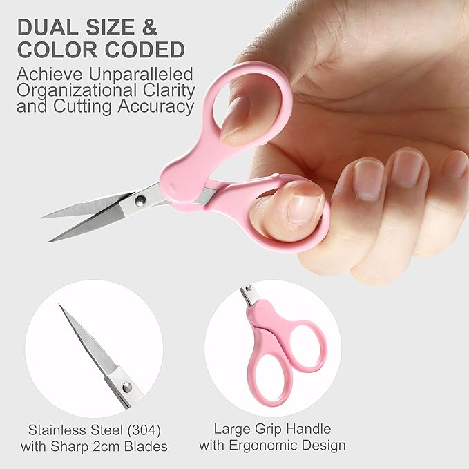 PAFASON Sharp Point Craft Scissor Set 4 PC Straight Curved for Scrapbooking Quilting DIY Sewing Knitting Embroidery Cross Stitch Crochet Thread Yarn Paper Detail Cutting Stainless Steel Safety Case