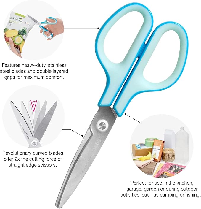 Plus Fit Cut Curve Scissors, Small, Blue