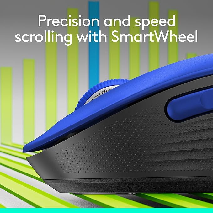 Logitech Signature M650 L Full Size Wireless Mouse - for Large Sized Hands, 2-Year Battery, Silent Clicks, Customizable Side Buttons, Bluetooth, for PC/Mac/Multi-Device/Chromebook - Classic Blue