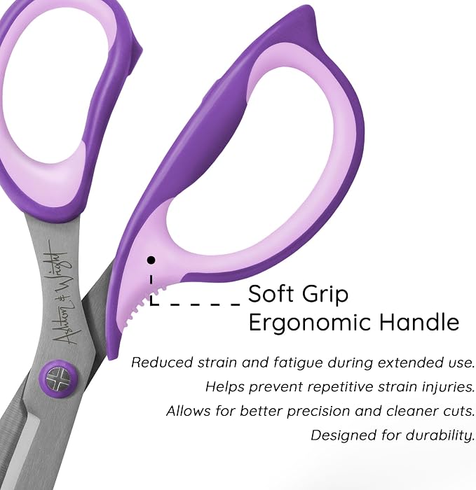 Ashton and Wright - Precision SG - Soft Grip Scissors for Office, Home, Kitchen, and Craft - 210mm / 8” - Steel Blades (Purple, Right Handed)