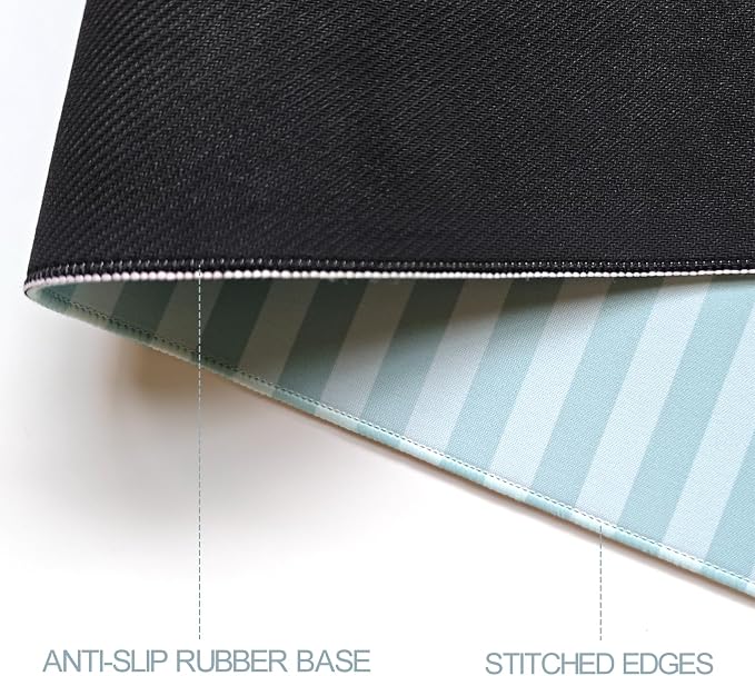 Sky Blue Striped Desk Mat Cute Pastel XXL Large Gaming Mouse Pad Desk Pad Kawaii Aesthetic Home Office Decor Cozy Keyboard Laptop Computer Mat