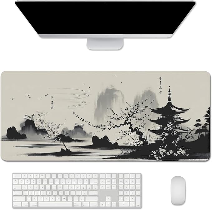 Long Mouse Pad Desk Mats Big Mouse Pad Japanese Computer Pad | Stitched Edges Rubber Non-slip Office Study Gaming Keyboard Laptop PC Large XL Extended