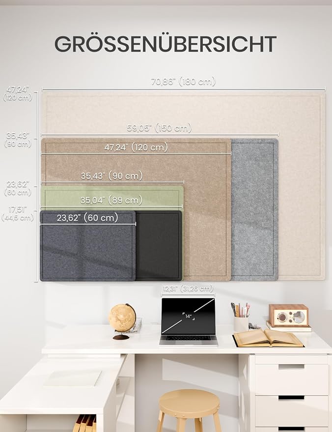 Fluxynara 35" x 17.1" Bulletin Board, Black | Cork Board Alternative with 12 Removable Adhesive Tabs, Foldable Felt Pin Board for Home, Office, Classroom & Dorm