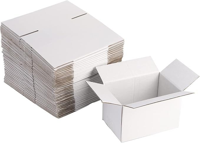Peohud 40 Pack Small Cardboard Boxes, 6 x 4 x 4 inches Mailing Boxes, Corrugated Packing Shipping Storage Carton Box, White