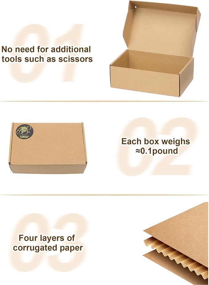 50 Pack Small Shipping Boxes, 6x4x2 Inch Brown Cardboard Boxes for Small Business