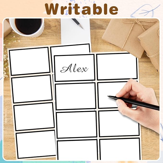 Starboling Plain Name Tag Stickers, 200 Pcs 3"x2" Black with Colorful Border, for Office, Meeting, School & Home
