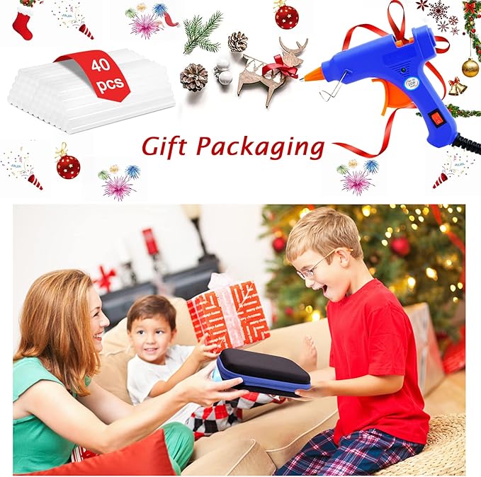 Hot Glue Gun Kit, 40 Glue Sticks for Mini Glue Guns with Hardshell Carrying Case for School Crafts DIY Arts, Quick Home Repairs, Home School Project and Festival Decorations (20W)