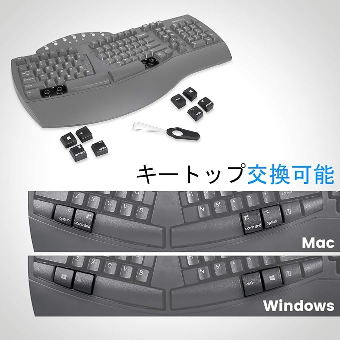 Perixx Periboard-612B Wireless Ergonomic Split Keyboard with Dual Mode 2.4G and Bluetooth Feature, Compatible with Windows 11 and Mac OS X System, Black, US English Layout