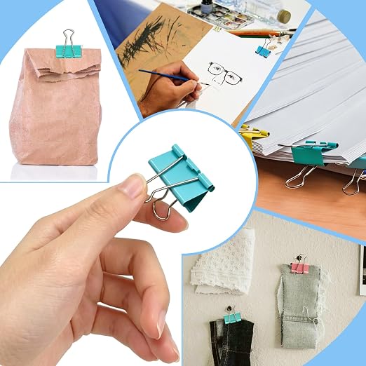 150pcs Binder Clips 1.25 Inches Medium Colored Binder Office Clamps Colored Paper Clips and Binder Clip Bulk for Office Supplies, Home, School (Medium-Color)