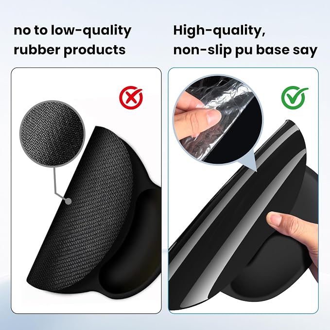 Mouse pad with Wrist Rest,Relieving Pain Memory Foam Computer pad, Ergonomic Desktop Mouse, Silicone Material Mouse pad, with Non-Slip PU Base (Black)