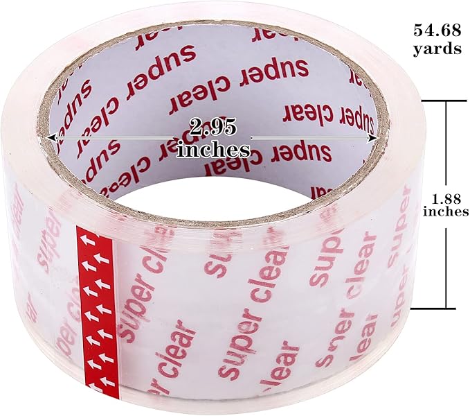 I GO Clear Packing Tape, Packaging Tape Refills for Shipping Moving Box Mailing Storage Sealing, 1.88" Width x 54.68 yd. Length, 2.95" Core, Crystal Clear, 1.97 mils/0.05 mm Thick (18 Rolls per Pack)