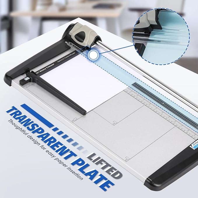 480mm(18.90") Rotary Paper Trimmer, 15 Sheets Heavy Duty Paper Trimmer | Sharp & Safe Blade, Effective for A3-A6 Sizes, Commercial Grade Rotary Paper Cutter for Home/Office/School, Black & Silver