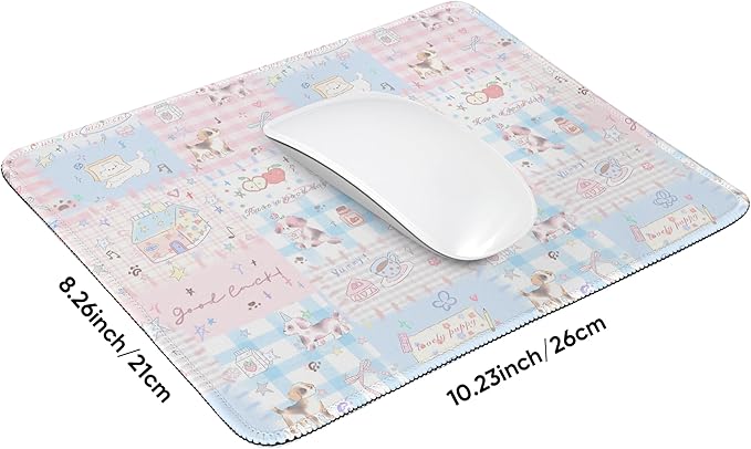 Premium Stitched Mouse Pad 10.2 x 8.3 in | Smooth, Washable Desk Mat with Non-Slip Base | Personalized Cute MousePads for Gaming,Work,Laptop, Computer, Office, Home (Lucky Dogs)