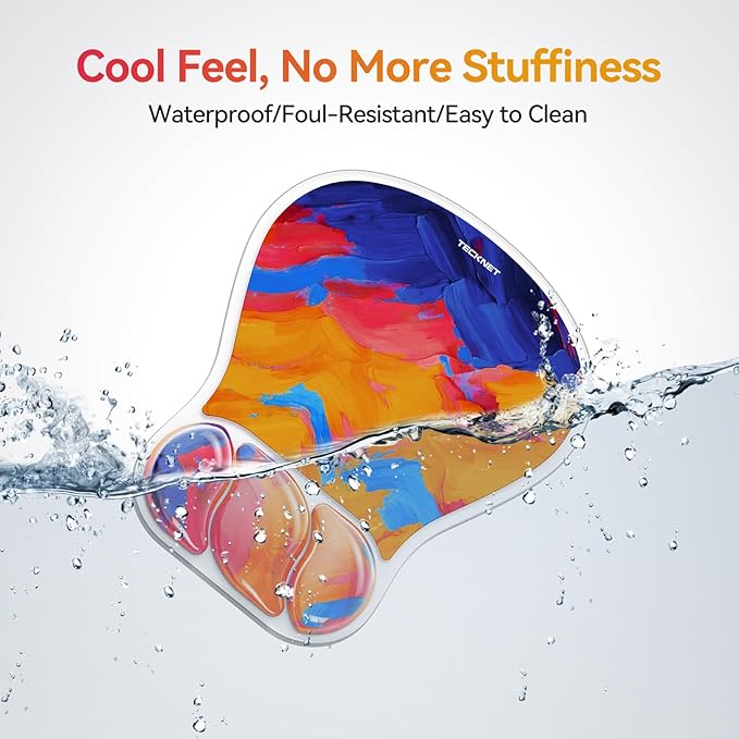 TECKNET Gel Mouse pad, Ergonomic Mouse Pad with Gel Wrist Support for Relieve Wrist Pain Comfortably - Non-Slip Base & Waterproof Surface for Office, Gaming, and Study Comfort - Oil Painting