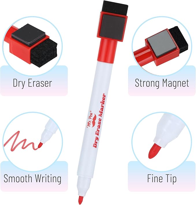 Mr. Pen- Magnetic Dry Erase Markers, 16 Pack, Fine Point, Colorful, Magnetic Dry Erase Marker