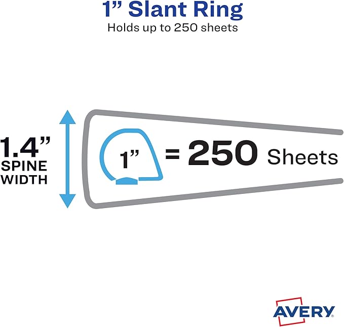 Avery® Two-Tone 3 Ring Binder, 1" Slant Rings, 1 Mint/Coral Binder | For Daily School and Home Use, DuraHinge Tear-Resistant Spine, DuraEdge Split-Resistant Sides, Four Interior Pockets