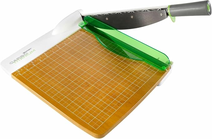 Westcott 16717 12-Inch CarboTitanium Wood Base Guillotine Paper Cutter, Multi-Paper Trimmer with 30 Sheet Capacity
