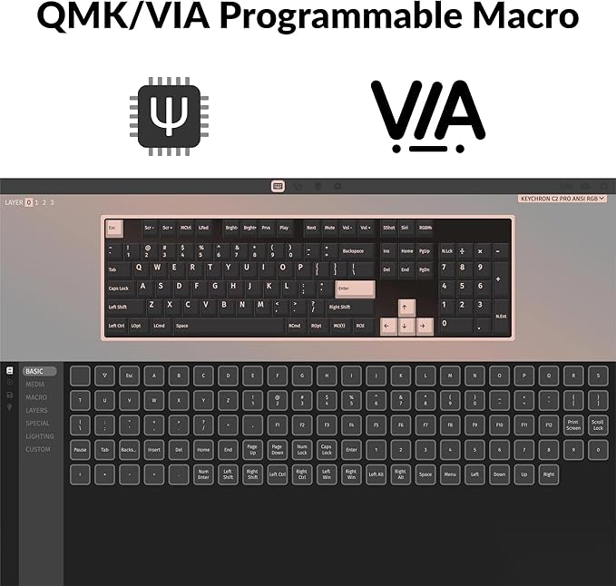 Keychron C2 Pro Wired Custom Mechanical Keyboard Full Size Layout QMK/VIA Programmable Macro White Backlit with Tactile Brown Switch OEM Profile Double-Shot PBT Keycaps for Mac Windows Linux