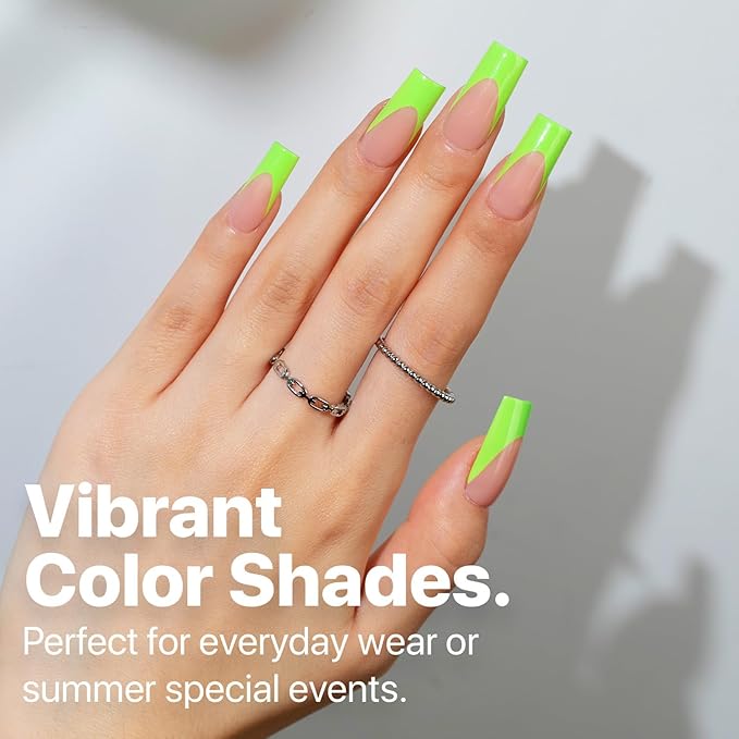 SXC Cosmetics X-Pro Tips French Tip Press On Nails - Bright Pastel Glow in the Dark Series (GLOW117-M Square)