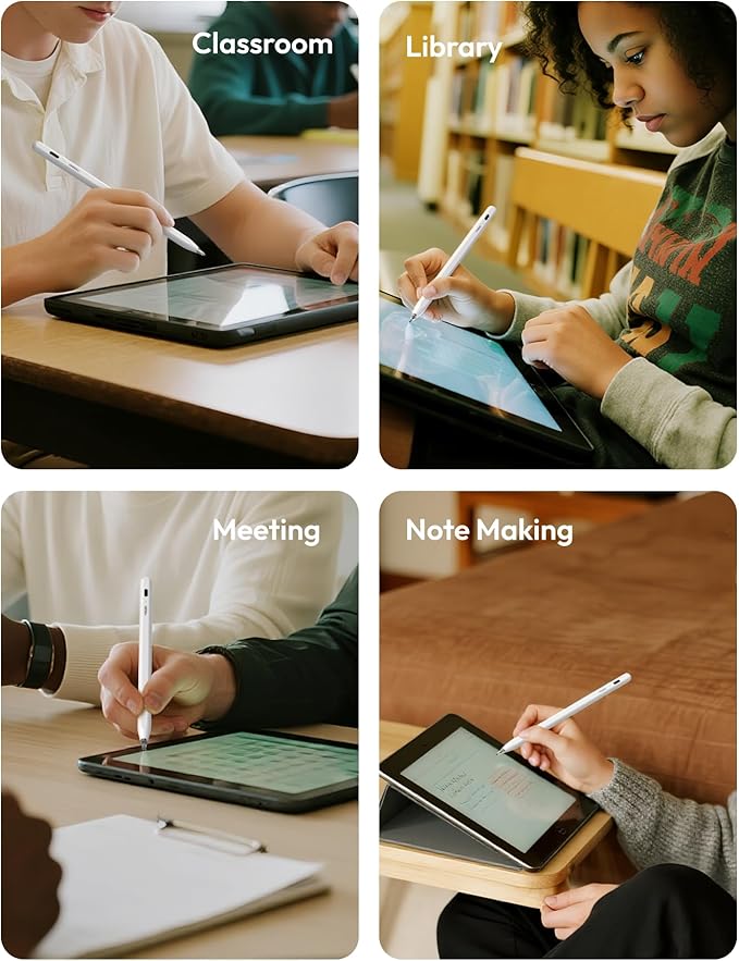 Metapen Pencil Air8 Pro for iPad 2018-2025, Ultra-Quiet, 2X Fast Charging, Palm Rejection Stylus Pen for iPad a16/11/10/9/8/7/6th Gen, Pro 12.9/11/13-inch M4, Air 3/4/5/M2/M3/M4, Mini 5/6th
