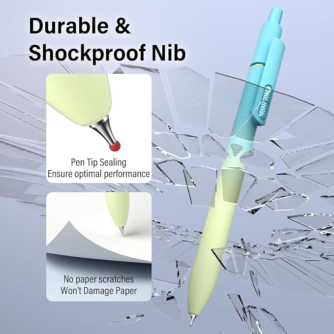 0.7mm Gel Pens Black Ink, 8 Pack Retractable Pens with Fidget Clip | Medium Point Smooth Writing, Quick-Drying, No Smudges, Stress Relief, Journaling, Note Taking, School, Office, Student/Adults