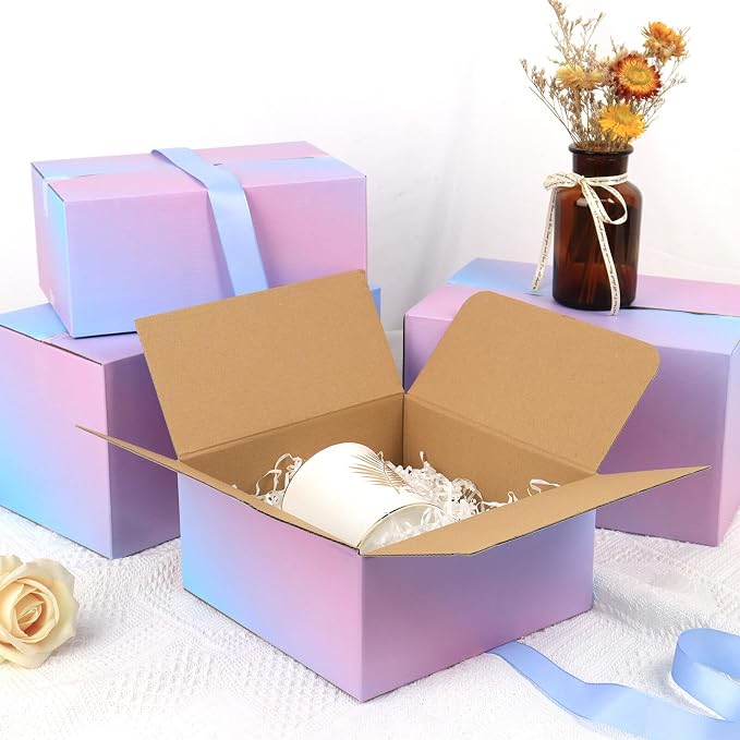 FORBFAN 8 x 8 x 4 Shipping Boxes, 30 Pack Corrugated Cardboard Mailing Boxes for Small Business, Colorful Packing Boxes for Shipping & Packaging