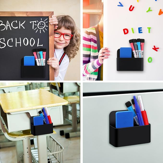 Colarr 20 Pack Magnetic Dry Erase Marker Holder Bulk Whiteboard Magnetic Marker Holder Pen Pencil Organizer for Back to School Office Supplies Teacher Classroom Must Refrigerator Locker(Black)
