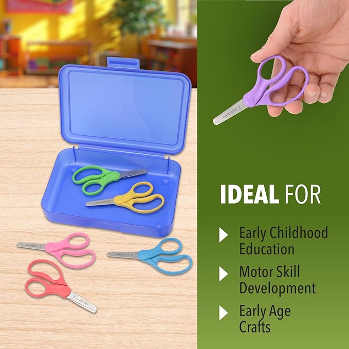 Westcott 5" KleenEarth Scissors 6-Pack, for Kids Ages 4+, Eco-Friendly Recycled Scissors for School and Craft Projects