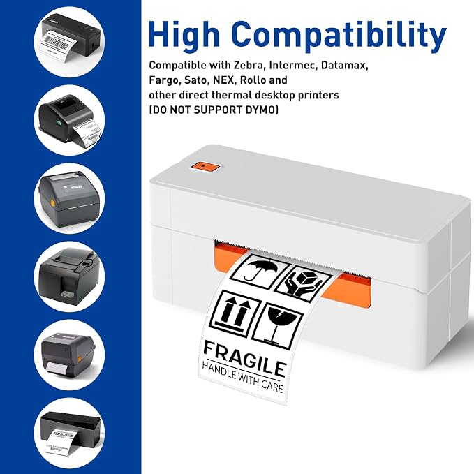 ESSENTIAL 3" x 5" White Direct Thermal Labels for Barcodes, Address | Permanent Adhesive, Shipping Labels, Compatible with Zebra, Rollo and Other Desktop Printers, 350 Labels of Roll, 8 Rolls