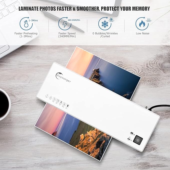 Laminator Machine with 40 Laminating Sheets, A4 Laminator Thermal and Cold with Paper Trimmer & Corner Rounder, 9 Inch Laminating Machine for Home School Office