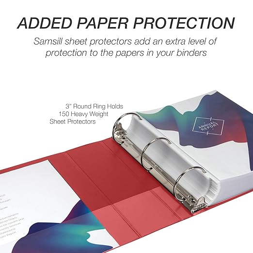 Samsill 3 Inch 3 Ring Binders, Economy Round Ring, Clear View Cover, 550 Sheet Capacity - for School, Home, Office - Red, 12 Pack