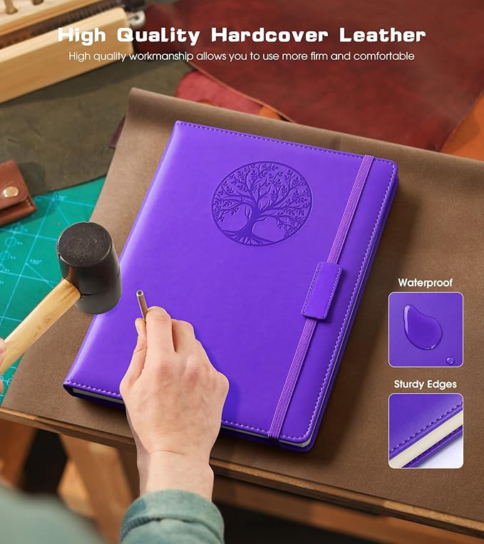 Lined Journal Notebook for Women Men,256 Pages A4 Large Hardcover Leather Journals for Writing,Travel,Business,Work,School,College Ruled Notebooks for Note Taking, Diary Notepad 8.6"×11"