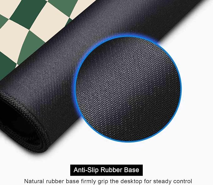 Sage Green Checkered Desk mat, Retro Boho Extra Large Mouse Pad, Abstract Wavy Desk Protector Pad, Minimal Pattern Aesthetic Writing Mat for Computer & Laptop Home Office, 31.5 X 11.8 in