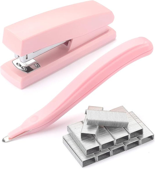 ZZTX Stapler, Desktop Staplers with 1000 Staples and Staple Remover, Pink