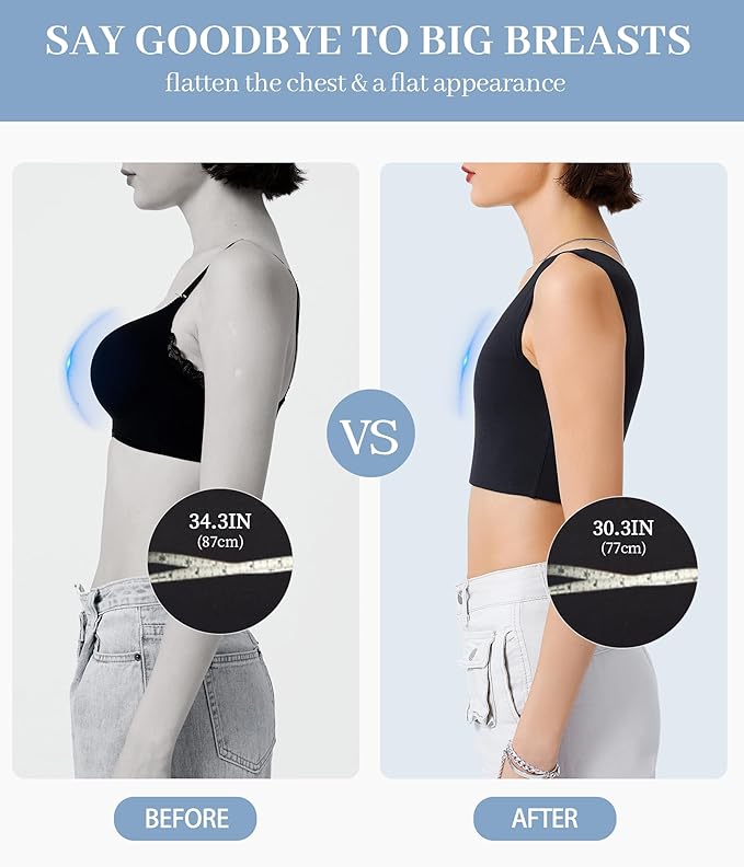 Rolewpy Chest Binder for Transgender FTM Women Binder Bra Tomboy Breast Binder Tank Top